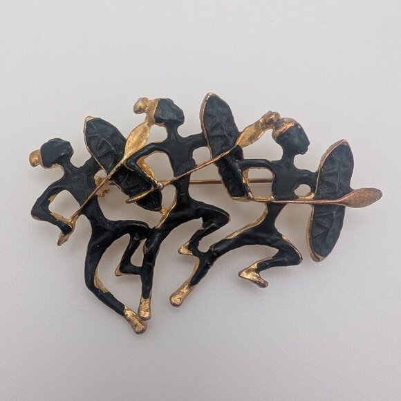 Lot of 5 vintage brooches: Metal - rhinestone - pearl - Picture 4 of 6